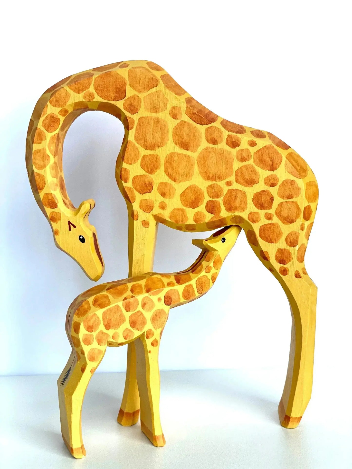 Handcrafted Wooden Giraffe Toy Set of 2 Mamma and Baby - ToylandEU