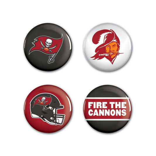 Tampa Bay Buccaneers Button Set Four Pack With Logos - ToylandEU