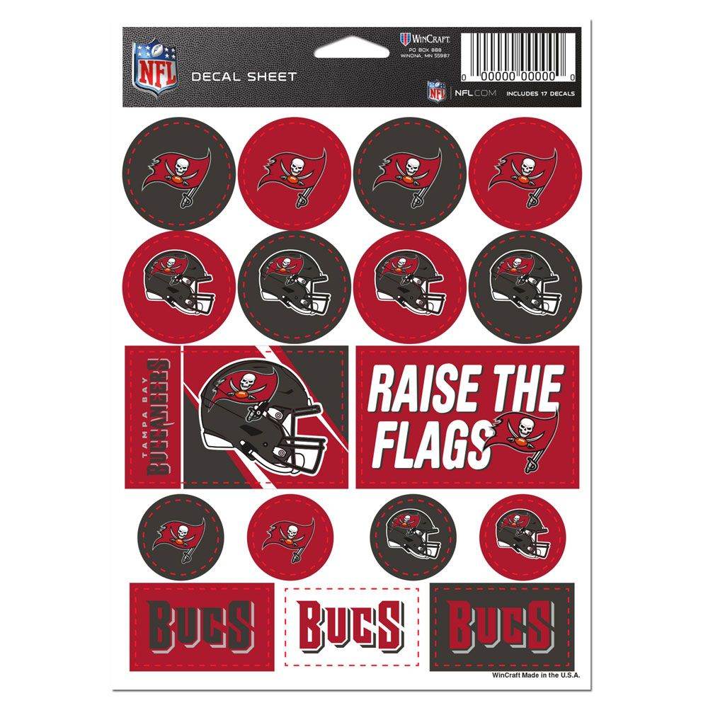 Tampa Bay Buccaneers Decal Sheet 5x7 Vinyl Stickers - ToylandEU