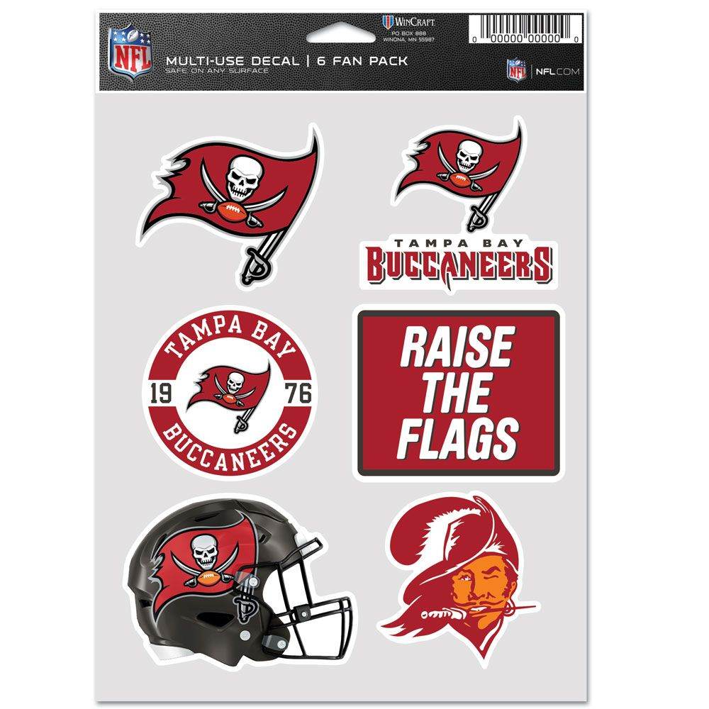 Tampa Bay Buccaneers Fan Pack Decals 6 Pack Multi Use - ToylandEU