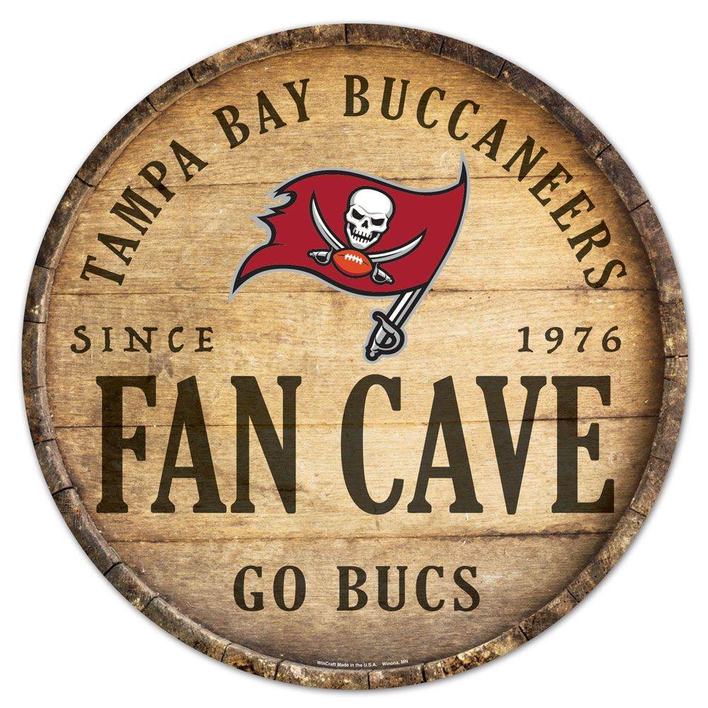 Tampa Bay Buccaneers Wood Round Barrel Top Sign 14 Inch - ToylandEU