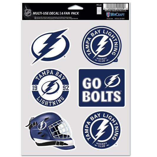 Tampa Bay Lightning Decal Multi Use Fan 6 Pack Package - ToylandEU