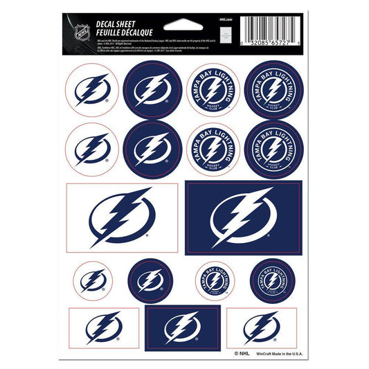 Tampa Bay Lightning Vinyl Decal Sheet 5x7 Sticker Pack - ToylandEU