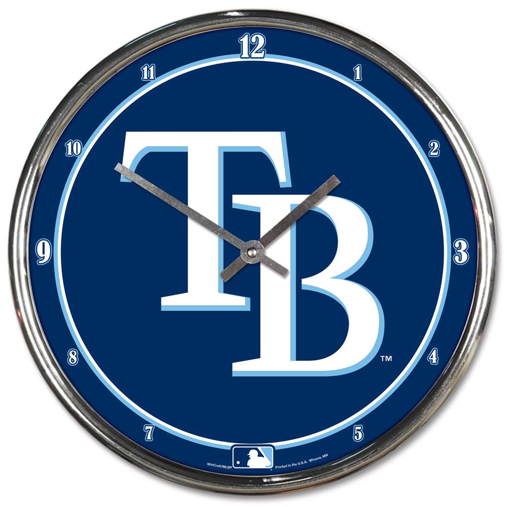Tampa Bay Rays Round Wall Clock Chrome Style Metal Hands - ToylandEU