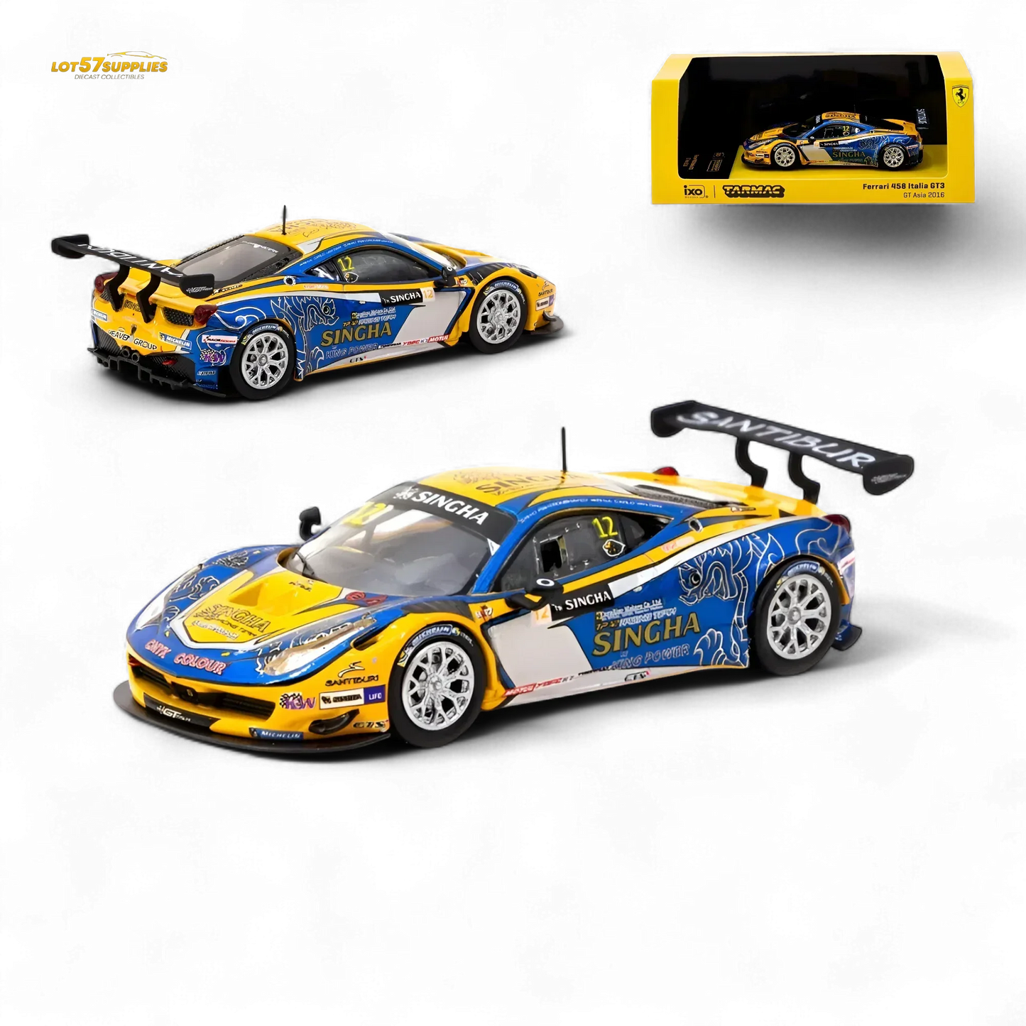 Tarmac Works Ferrari 458 Italia GT3 GT Asia 2016 T64-074-16GTA12 1:64 - ToylandEU
