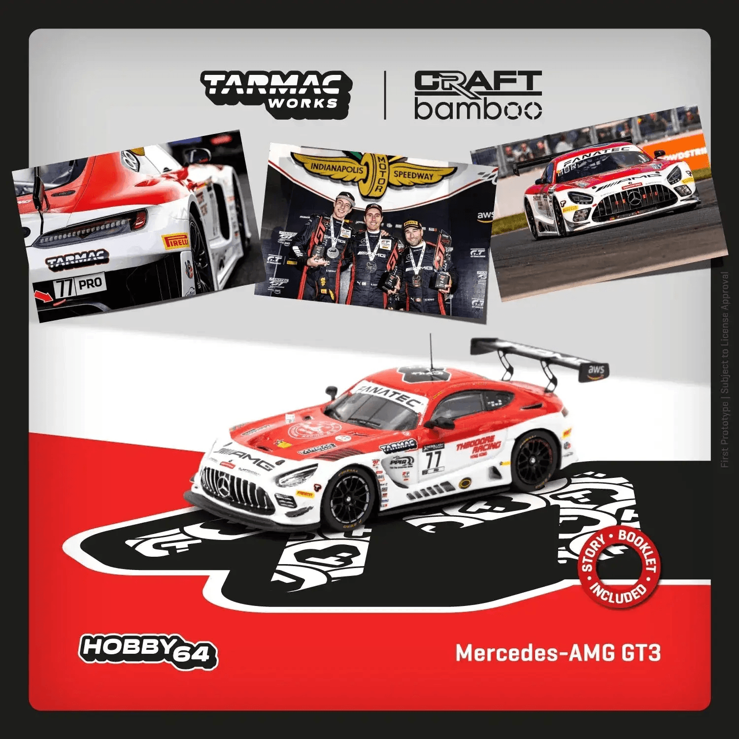 Tarmac Works Mercedes AMG GT3 Indianapolis 8h 2022 Winner 1:64 T64-062-22IND77 - ToylandEU