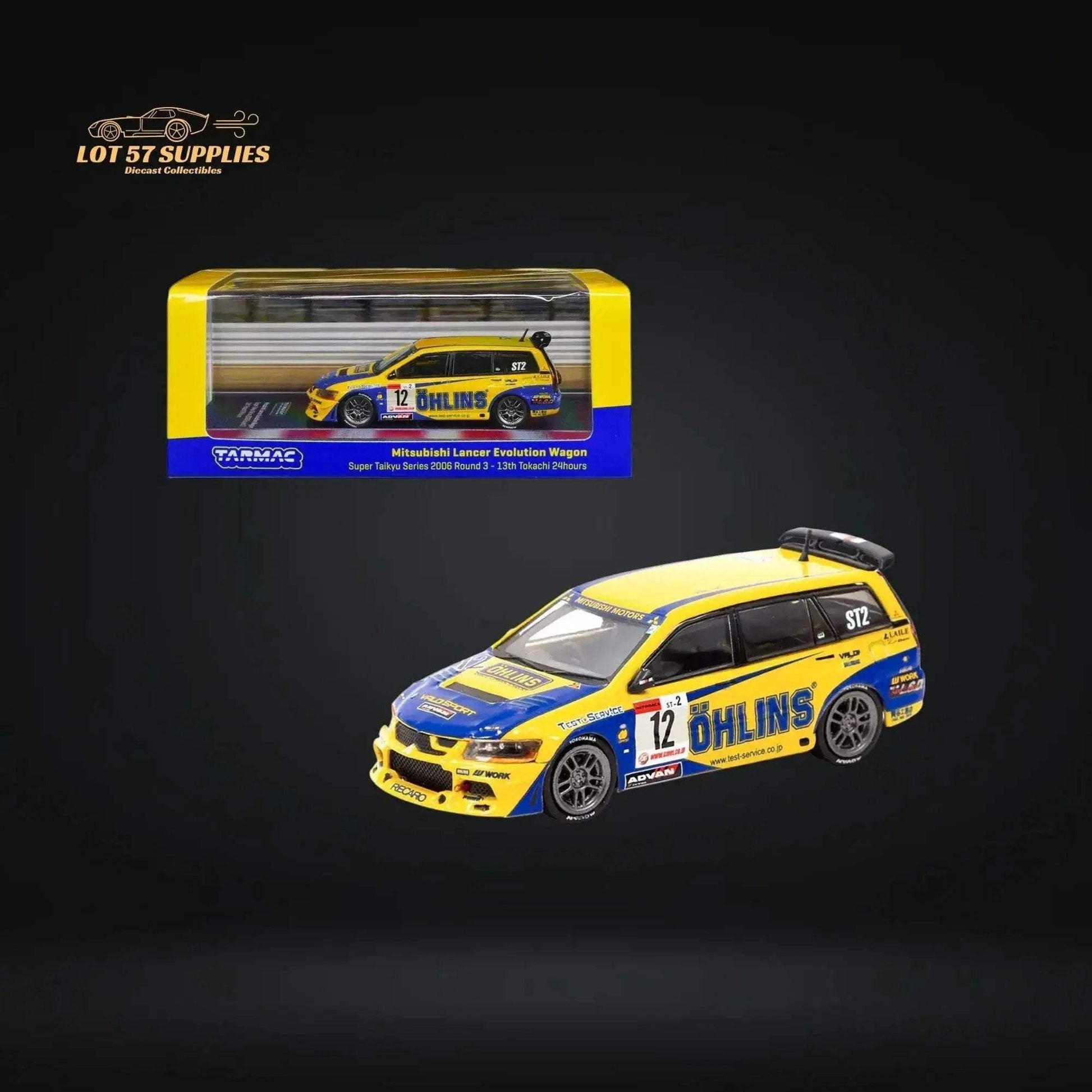Tarmac Works Mitsubishi Lancer Evolution Wagon Super Taikyu Series 2006 13th Tokachi 24hours OHLINS 1:64 - ToylandEU