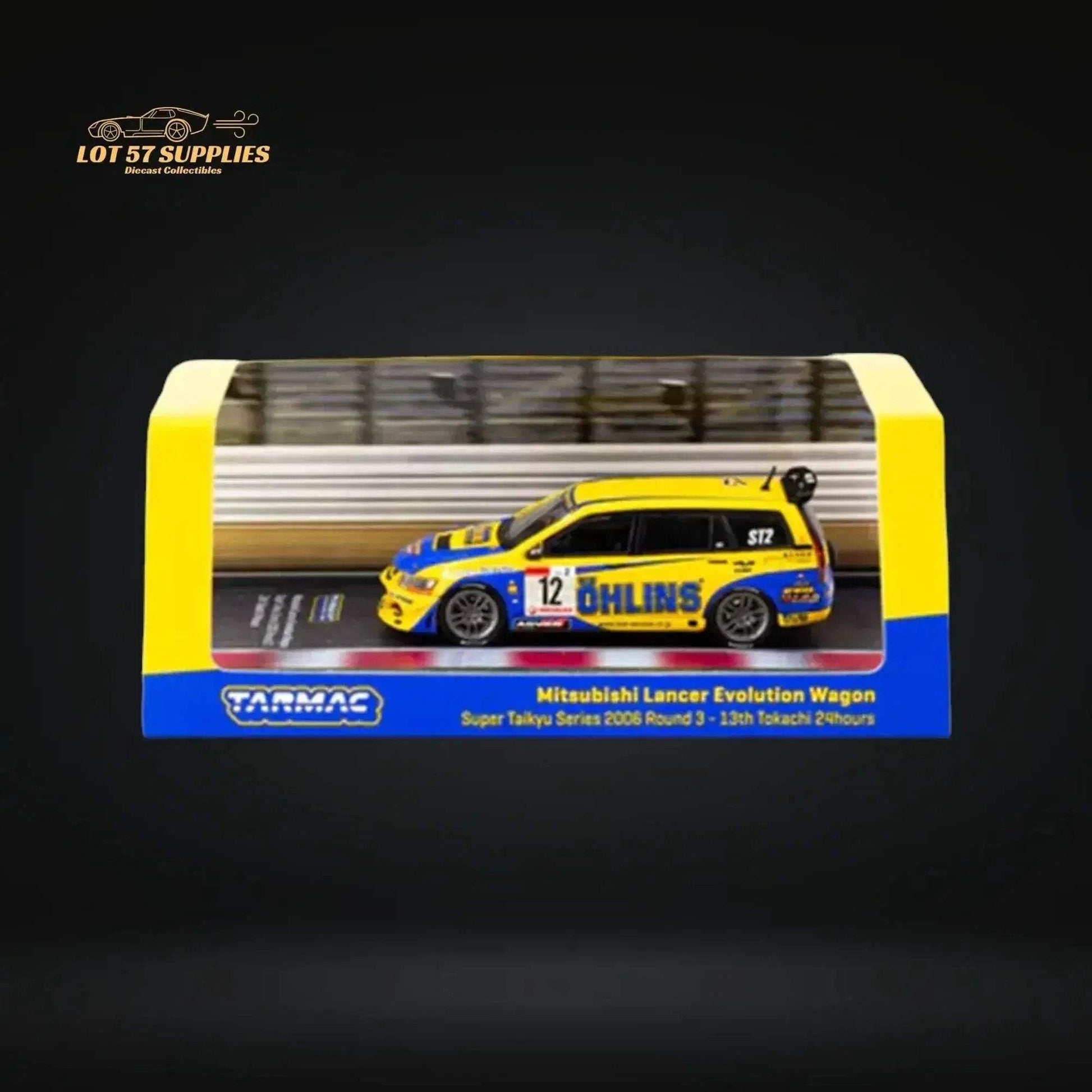 Tarmac Works Mitsubishi Lancer Evolution Wagon Super Taikyu Series 2006 13th Tokachi 24hours OHLINS 1:64 - ToylandEU