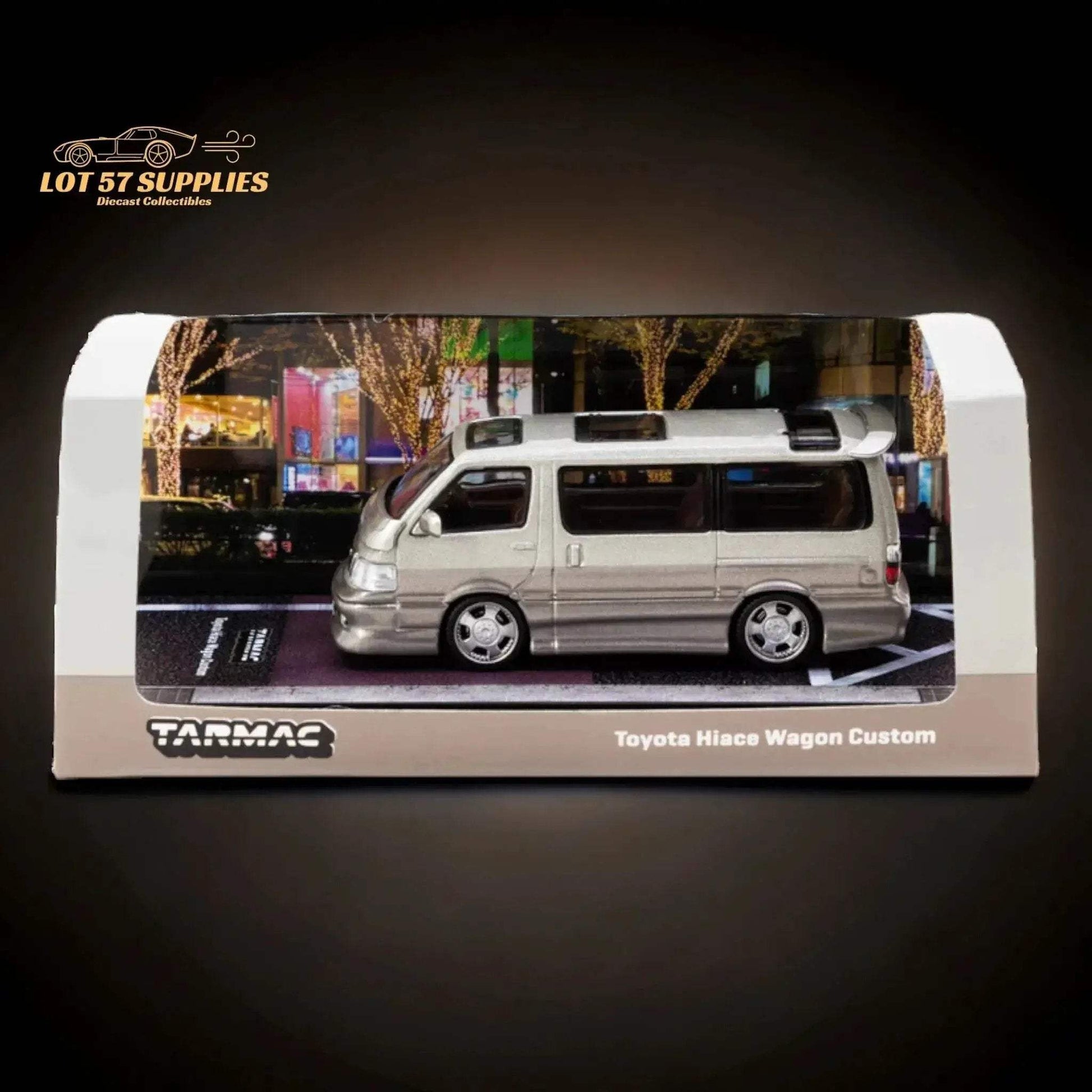 Tarmac Works Toyota Hiace Wagon Custom in Silver/Brown 1:64 - ToylandEU