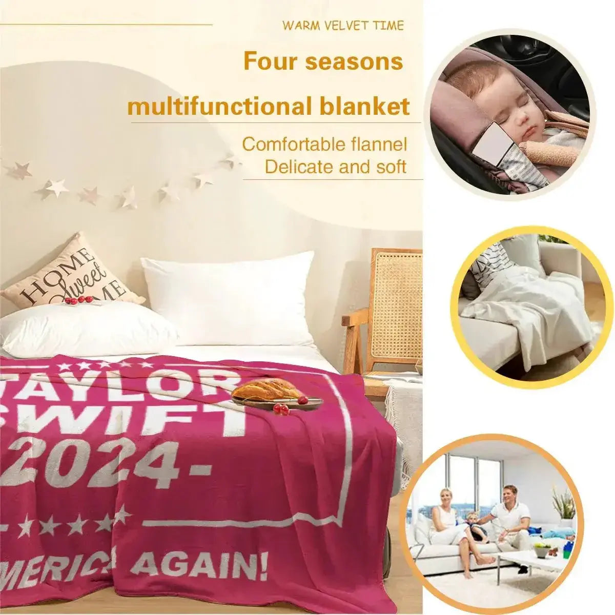 Taylor Swift Throw Blanket Ultra Soft 2024 Save America Again - ToylandEU