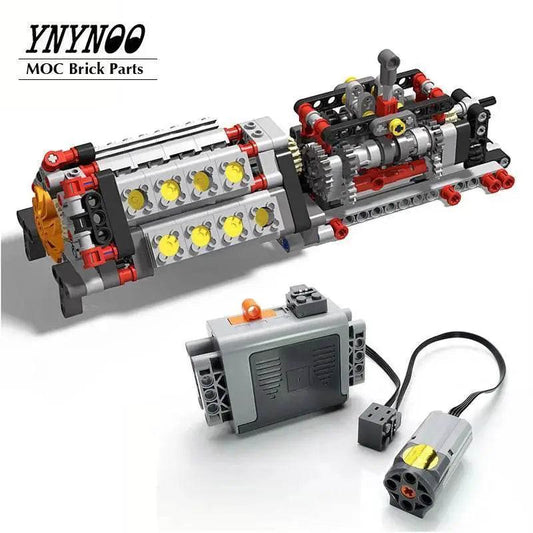  Mechanical Motor Group V16 Engine 6 Speed Gearbox MOC Blocks Building Bricks MOC -  ToylandEU™