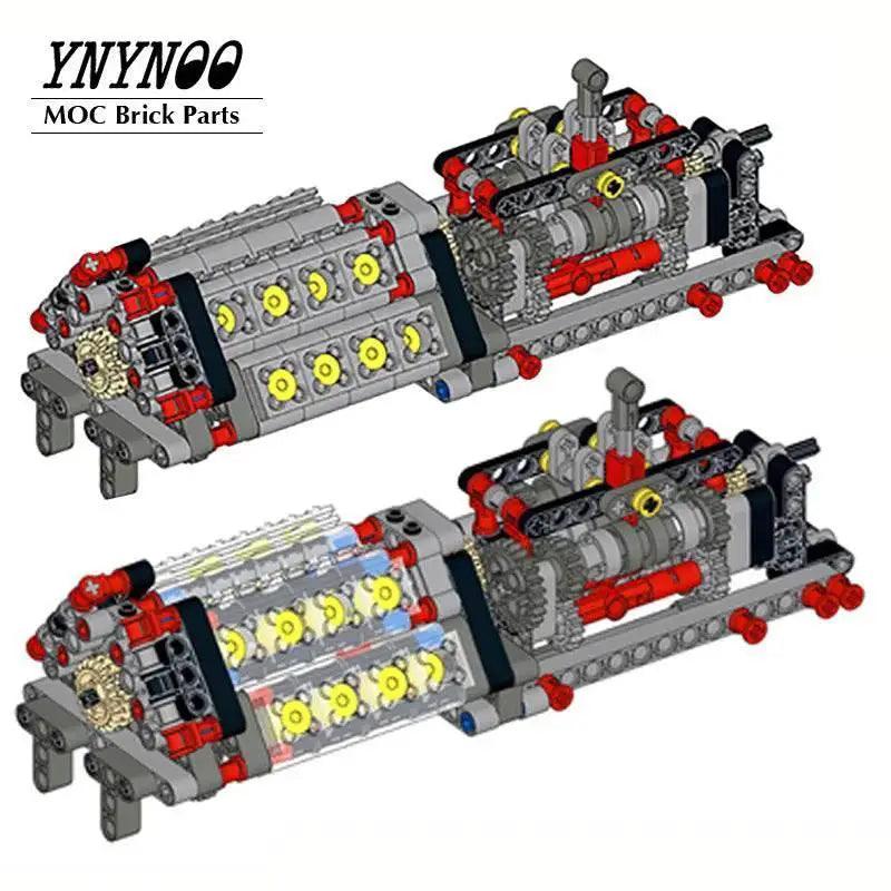  Mechanical Motor Group V16 Engine 6 Speed Gearbox MOC Blocks Building Bricks MOC -  ToylandEU™