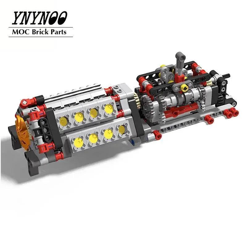  Mechanical Motor Group V16 Engine 6 Speed Gearbox MOC Blocks Building Bricks MOC -  ToylandEU™