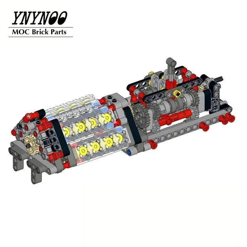  Mechanical Motor Group V16 Engine 6 Speed Gearbox MOC Blocks Building Bricks MOC -  ToylandEU™