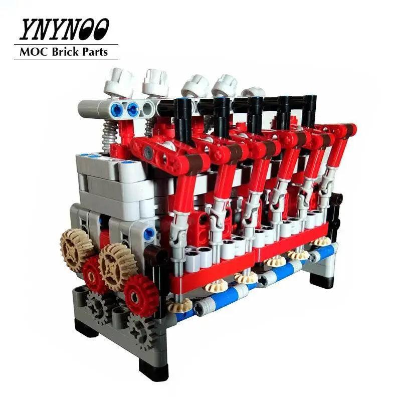  Technical Inline 6 Cylinder 4-Stroke Engine Match 4 Speed Sequential Gearbox MOC Model Building Bricks MOC -  ToylandEU™