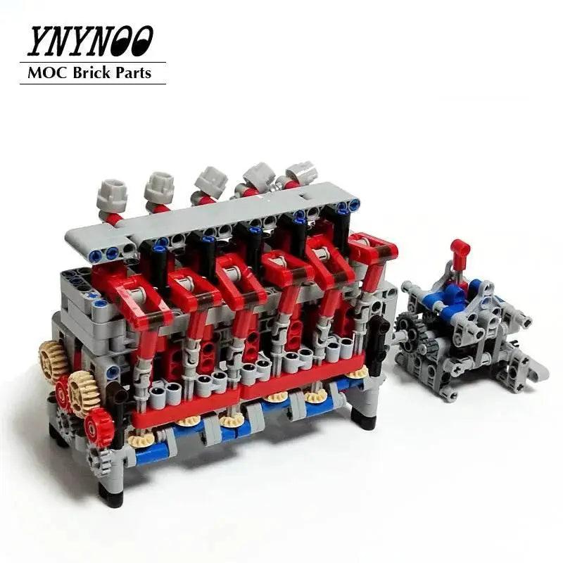  Technical Inline 6 Cylinder 4-Stroke Engine Match 4 Speed Sequential Gearbox MOC Model Building Bricks MOC -  ToylandEU™
