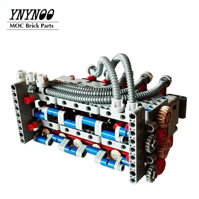  Technical Inline 6 Cylinder 4-Stroke Engine Match 4 Speed Sequential Gearbox MOC Model Building Bricks MOC -  ToylandEU™