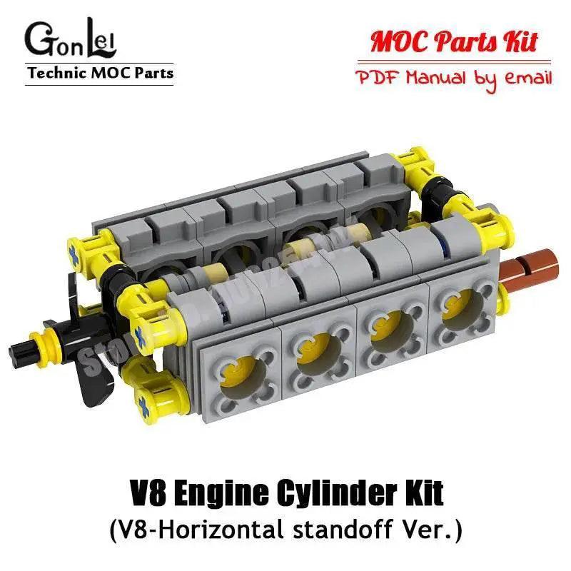  MOC Technical V8 16-Cylinder Engine Unit Building Block Kit Building Bricks MOC -  ToylandEU™