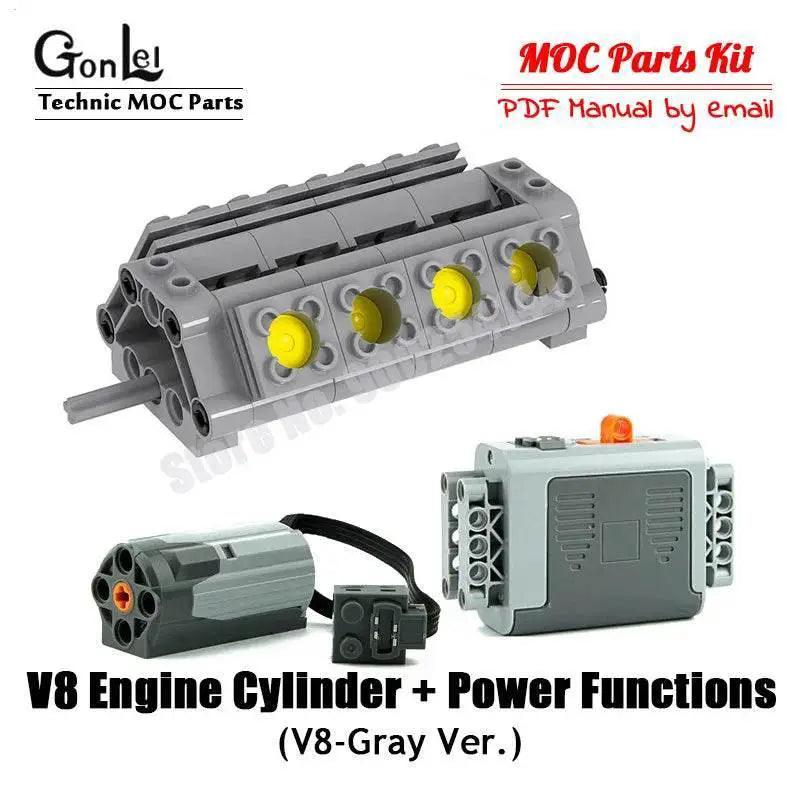  MOC Technical V8 16-Cylinder Engine Unit Building Block Kit Building Bricks MOC -  ToylandEU™