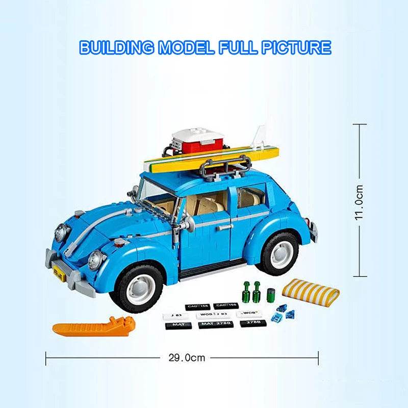 1167PCS Technical Blue Beetle Camper Car Building Blocks Model - ToylandEU
