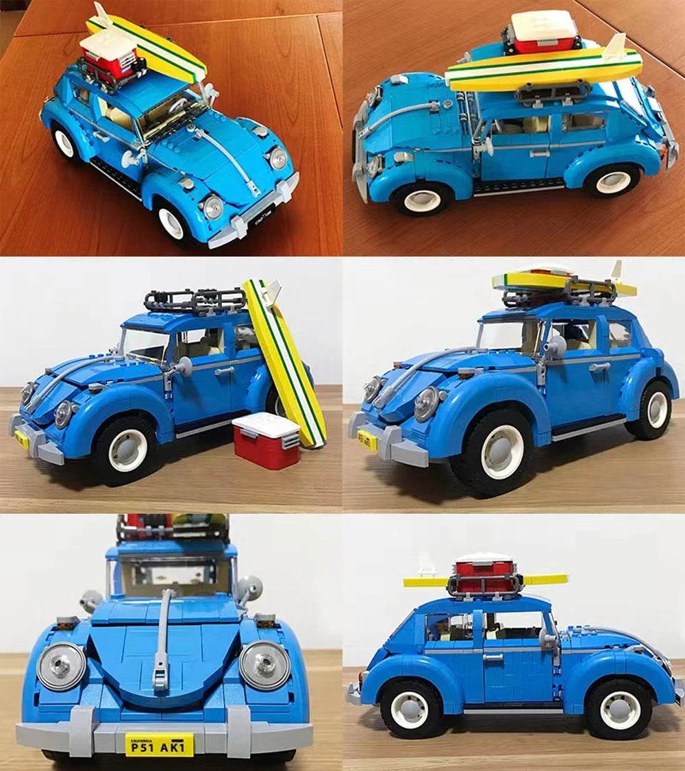 1167PCS Technical Blue Beetle Camper Car Building Blocks Model - ToylandEU