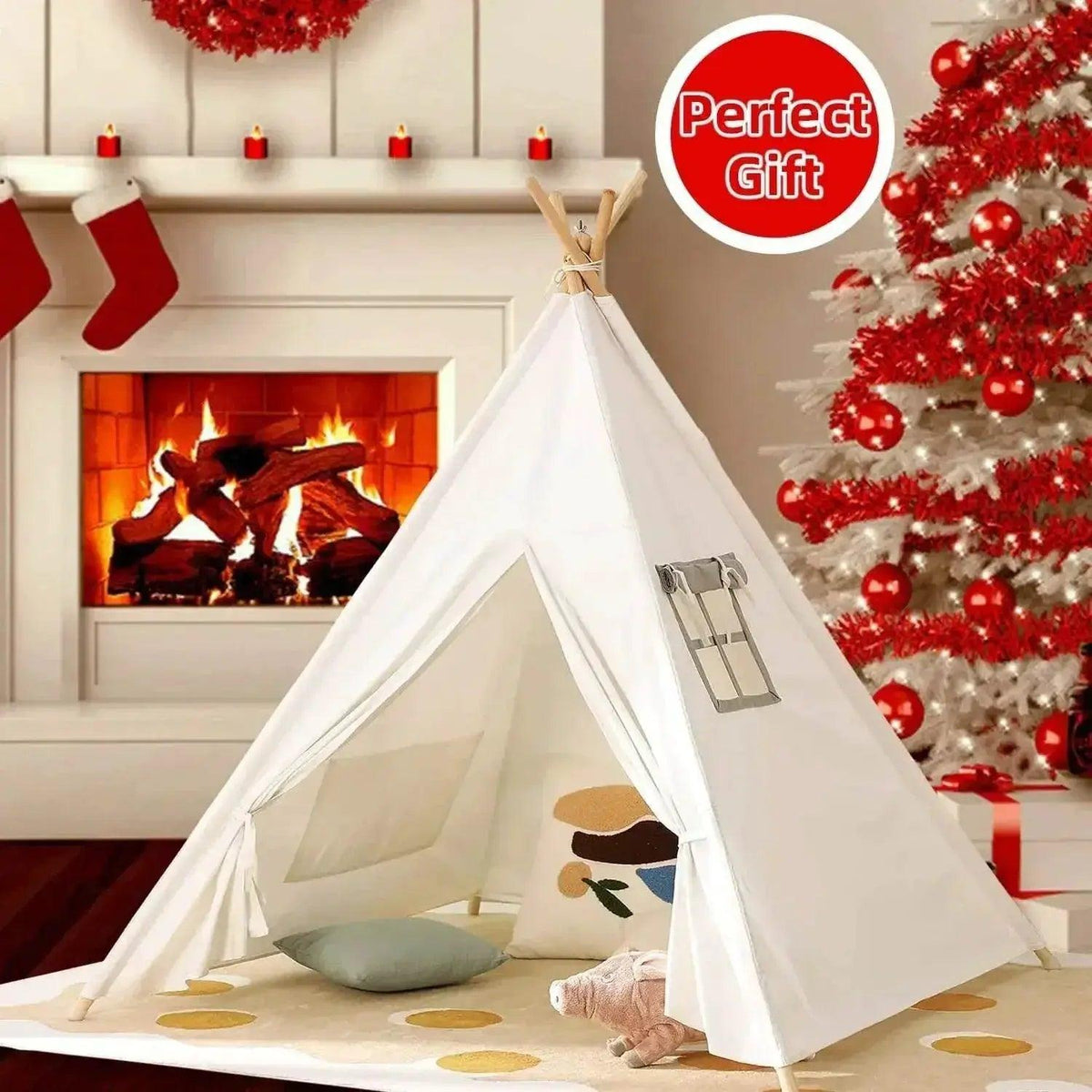  1.6m/1.3m Kid Tent Indoor Play House Wigwam Portable Teepee -  ToylandEU™