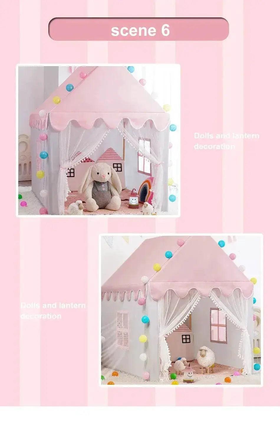  Large Kids Tents Tipi Baby Play House 1.35M Pink Castle -  ToylandEU™