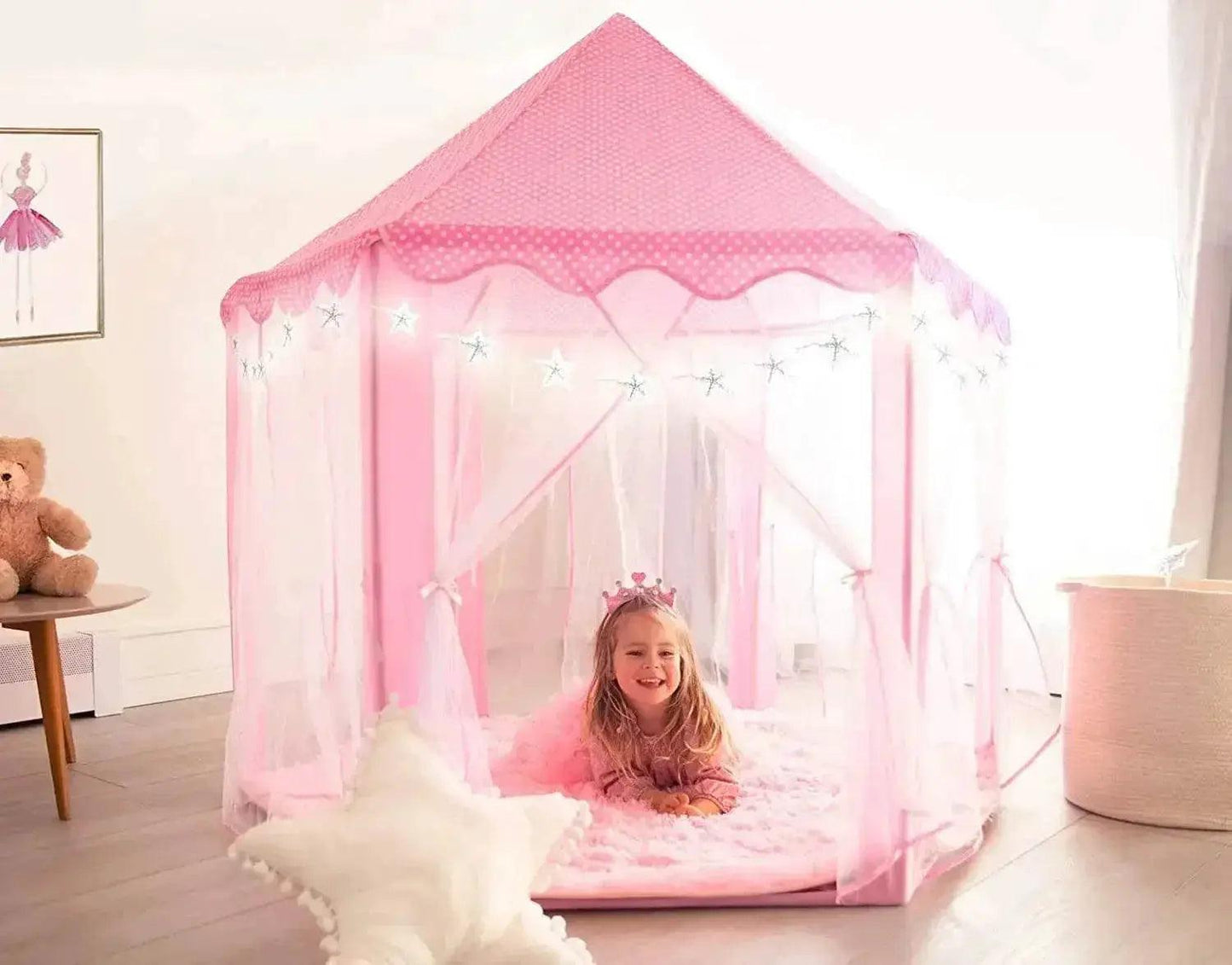  Portable Kids Toy Tipi Tent Princess Pink Girl Castle Play House -  ToylandEU™