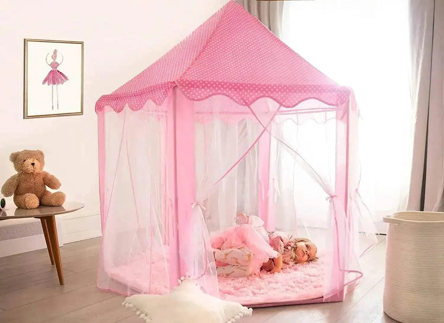  Portable Kids Toy Tipi Tent Princess Pink Girl Castle Play House -  ToylandEU™