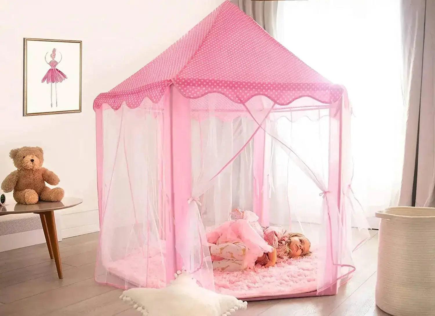  Portable Kids Toy Tipi Tent Princess Pink Girl Castle Play House -  ToylandEU™