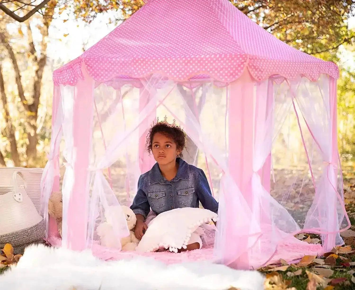  Portable Kids Toy Tipi Tent Princess Pink Girl Castle Play House -  ToylandEU™