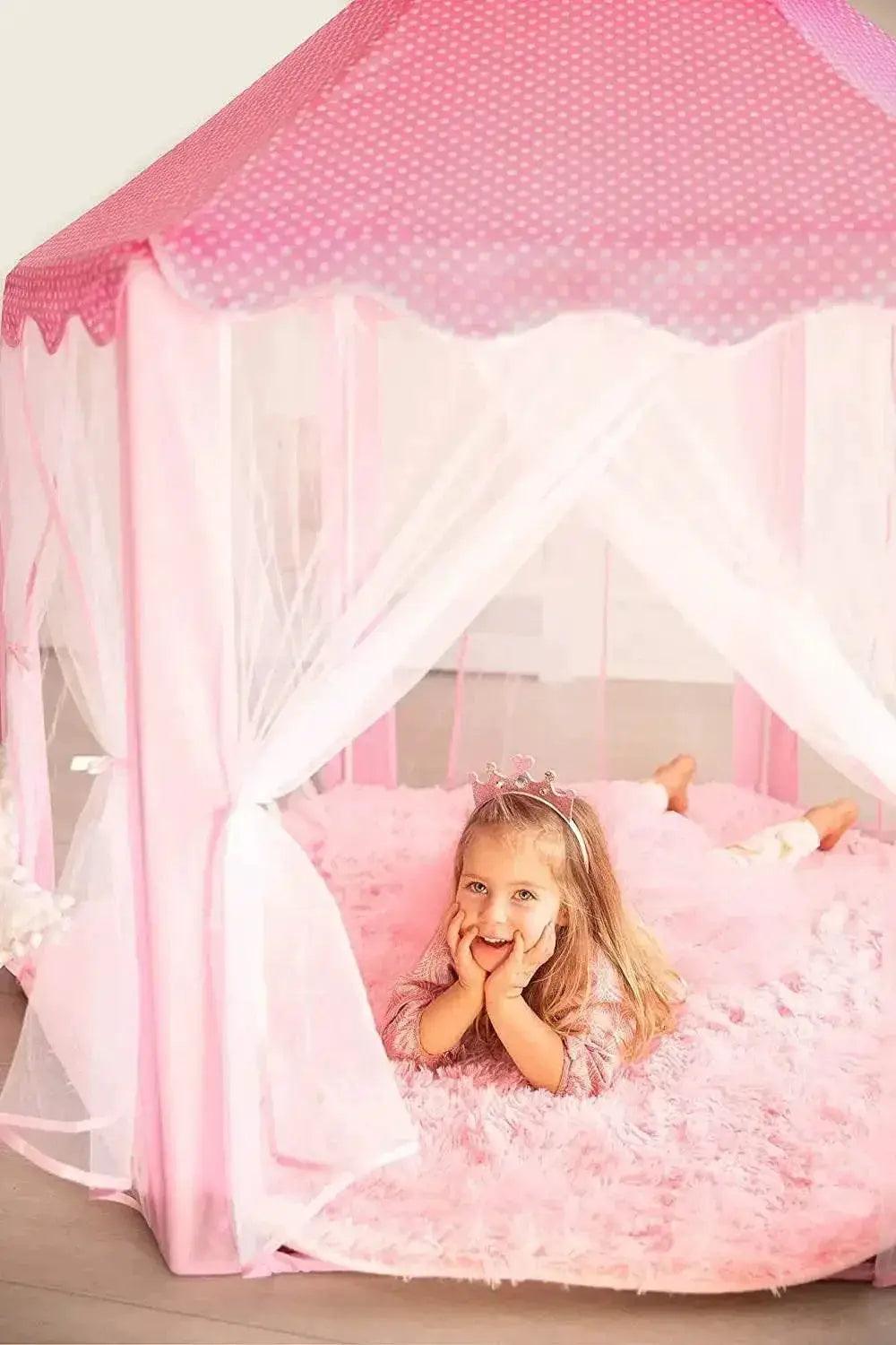  Portable Kids Toy Tipi Tent Princess Pink Girl Castle Play House -  ToylandEU™