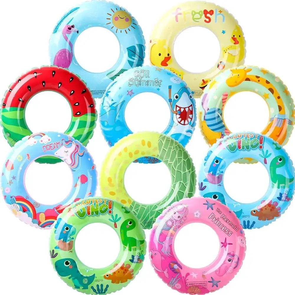 10 Pcs Inflatable Pool Floats Tubes Swim Ring Floaties Pool Tube Dinosaur Sea Animal Fruit Mermaid Unicorn Swim Rings for Ad - ToylandEU