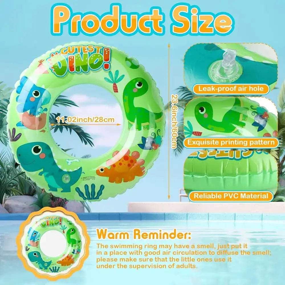 10 Pcs Inflatable Pool Floats Tubes Swim Ring Floaties Pool Tube Dinosaur Sea Animal Fruit Mermaid Unicorn Swim Rings for Ad - ToylandEU