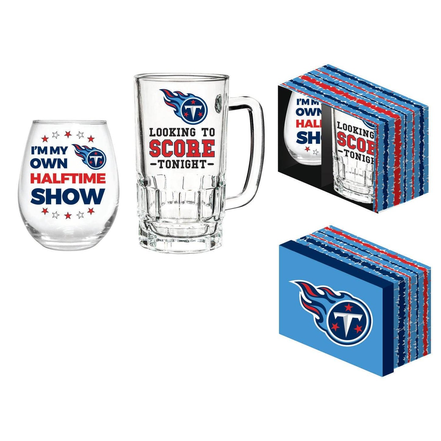 Tennessee Titans Drink Set 17oz Stemless Glass 16oz Tankard - ToylandEU
