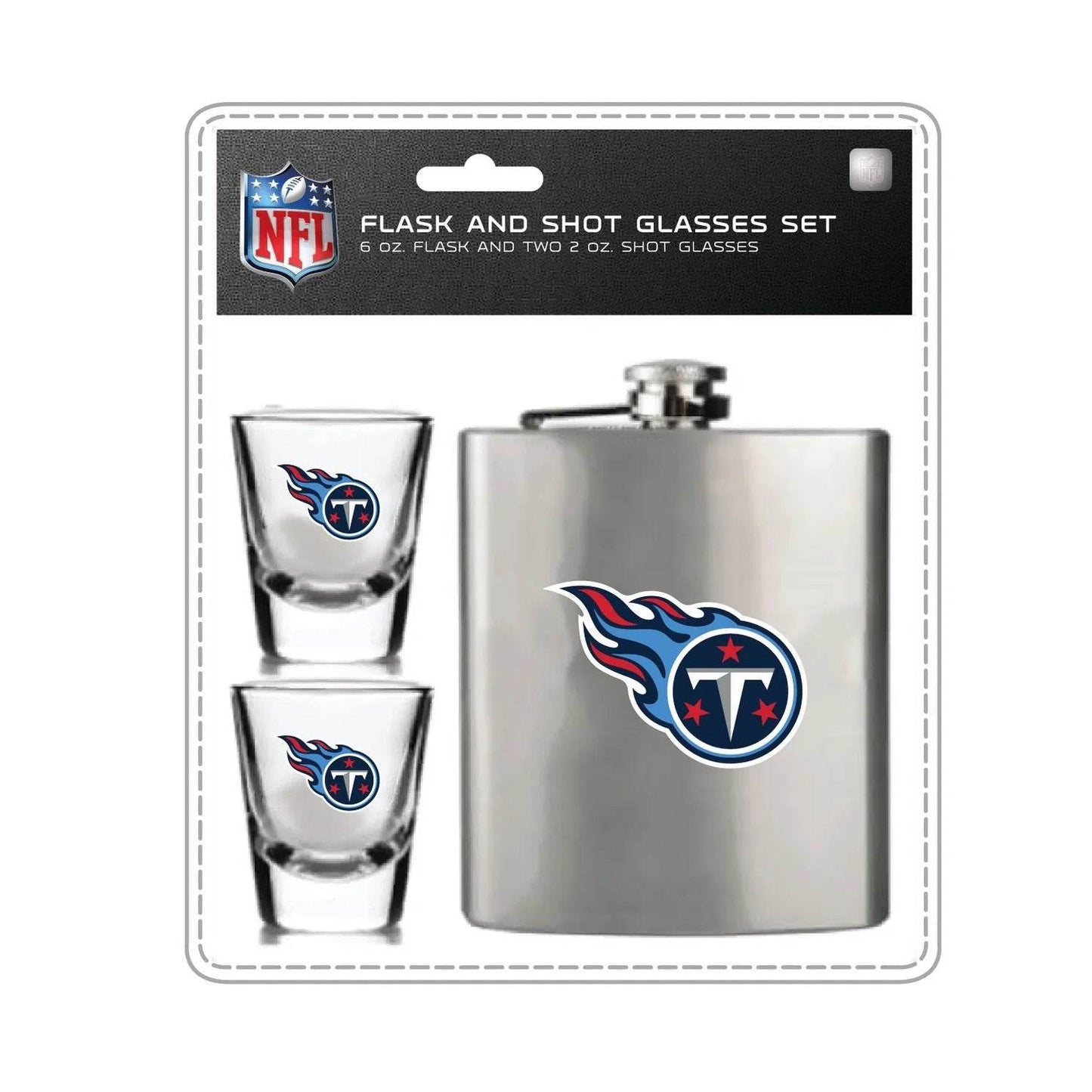 Tennessee Titans Flask and Shot Glass Set Dishwasher Safe - ToylandEU