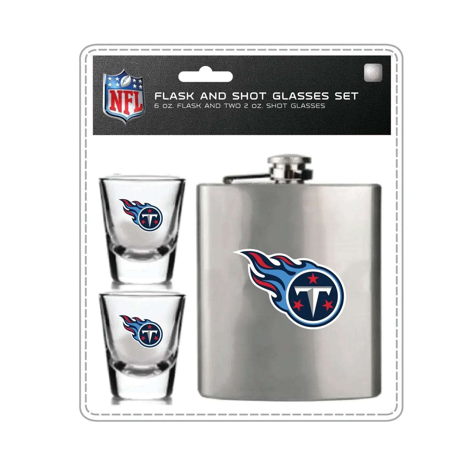 Tennessee Titans Flask and Shot Glass Set Dishwasher Safe - ToylandEU
