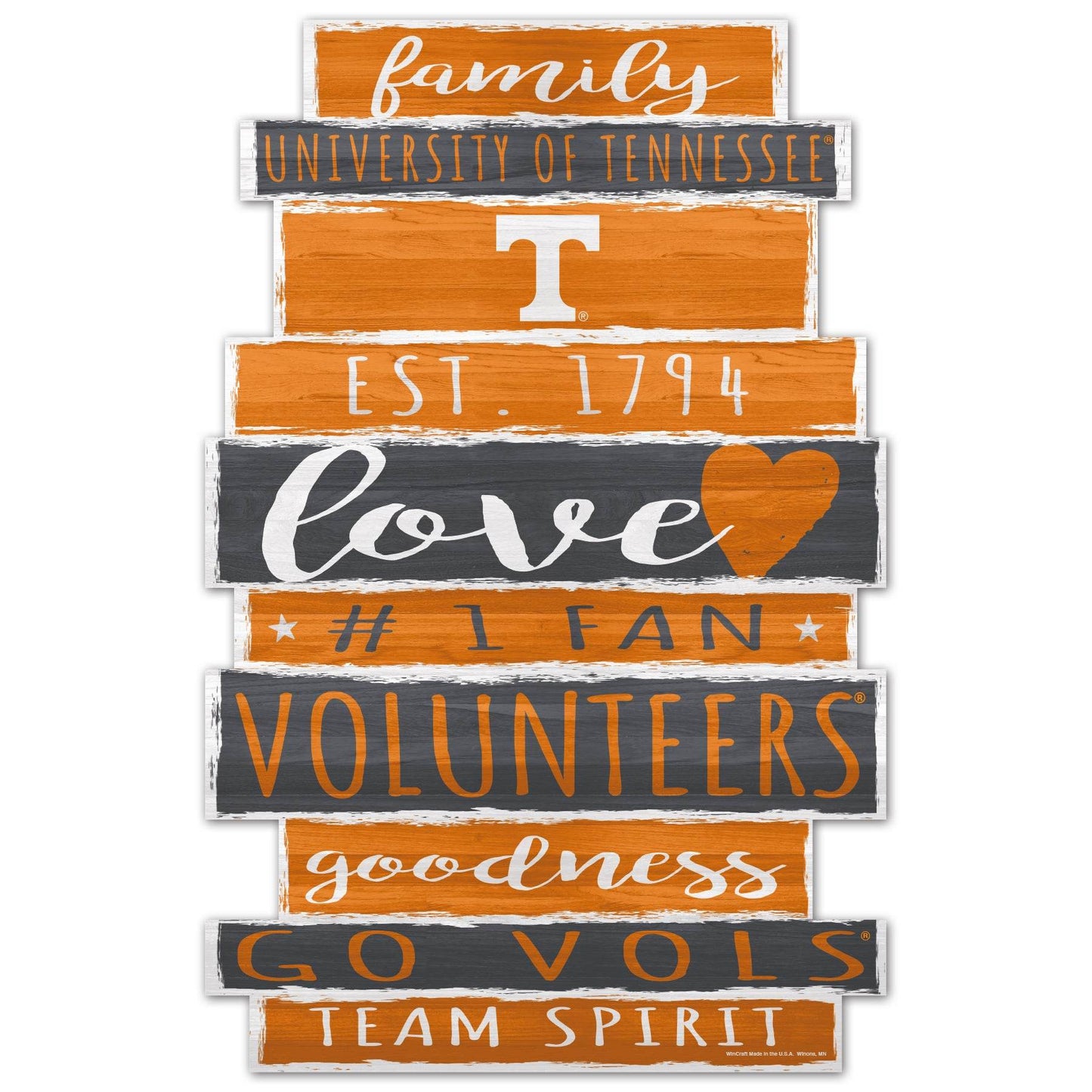 Tennessee Volunteers 11x17 Wood Sign Family Word Decor - ToylandEU