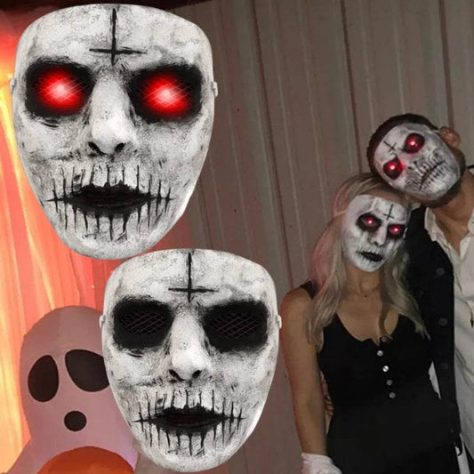 Terrifying Demon Latex Mask Glow Red Eye For Halloween - ToylandEU