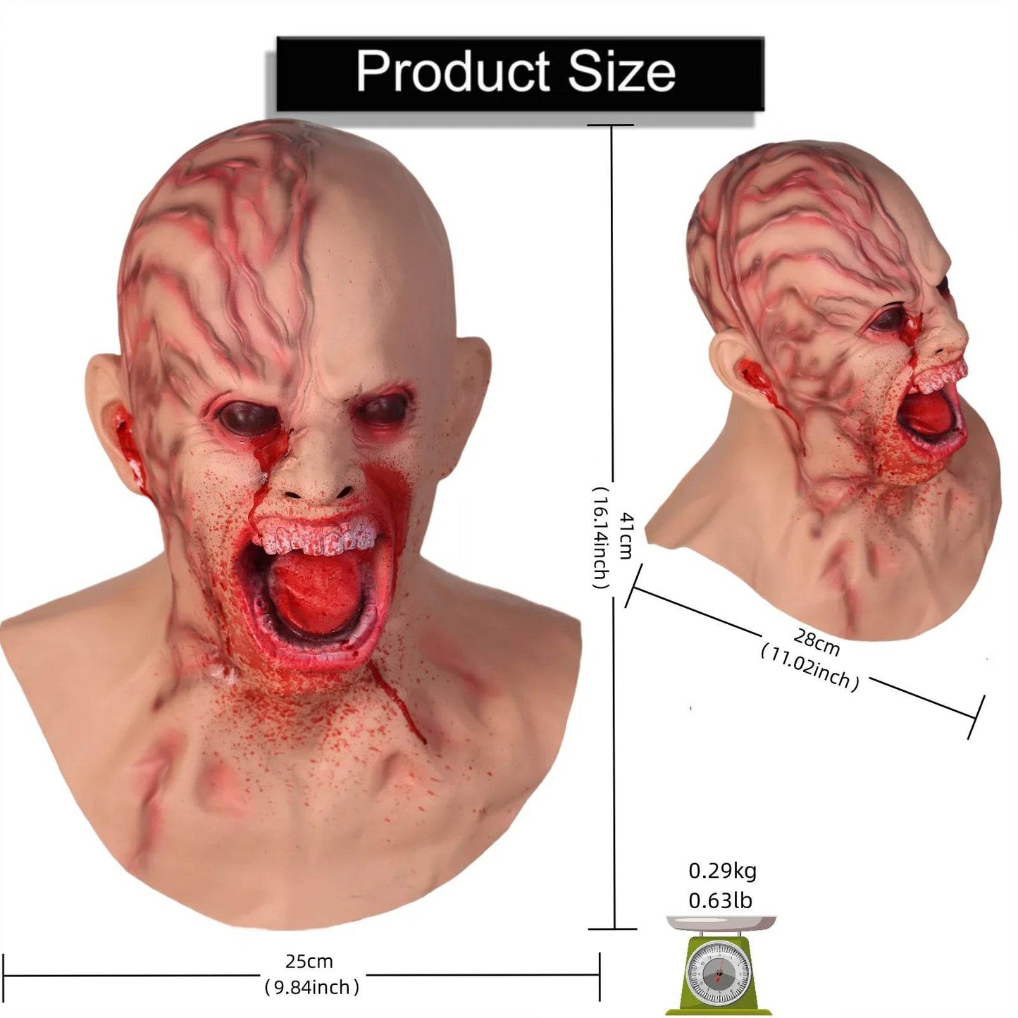Terrifying Halloween Mask Latex Zombie Full Head For Adults - ToylandEU