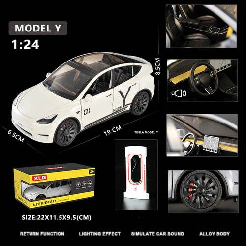 Tesla MODEL Y 1:24 Diecast Alloy SUV Toy with Lights & Sounds - ToylandEU