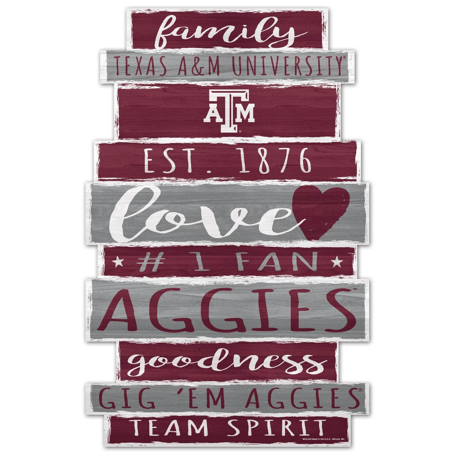 Texas A M Aggies 11x17 Wood Family Word Sign Decor - ToylandEU