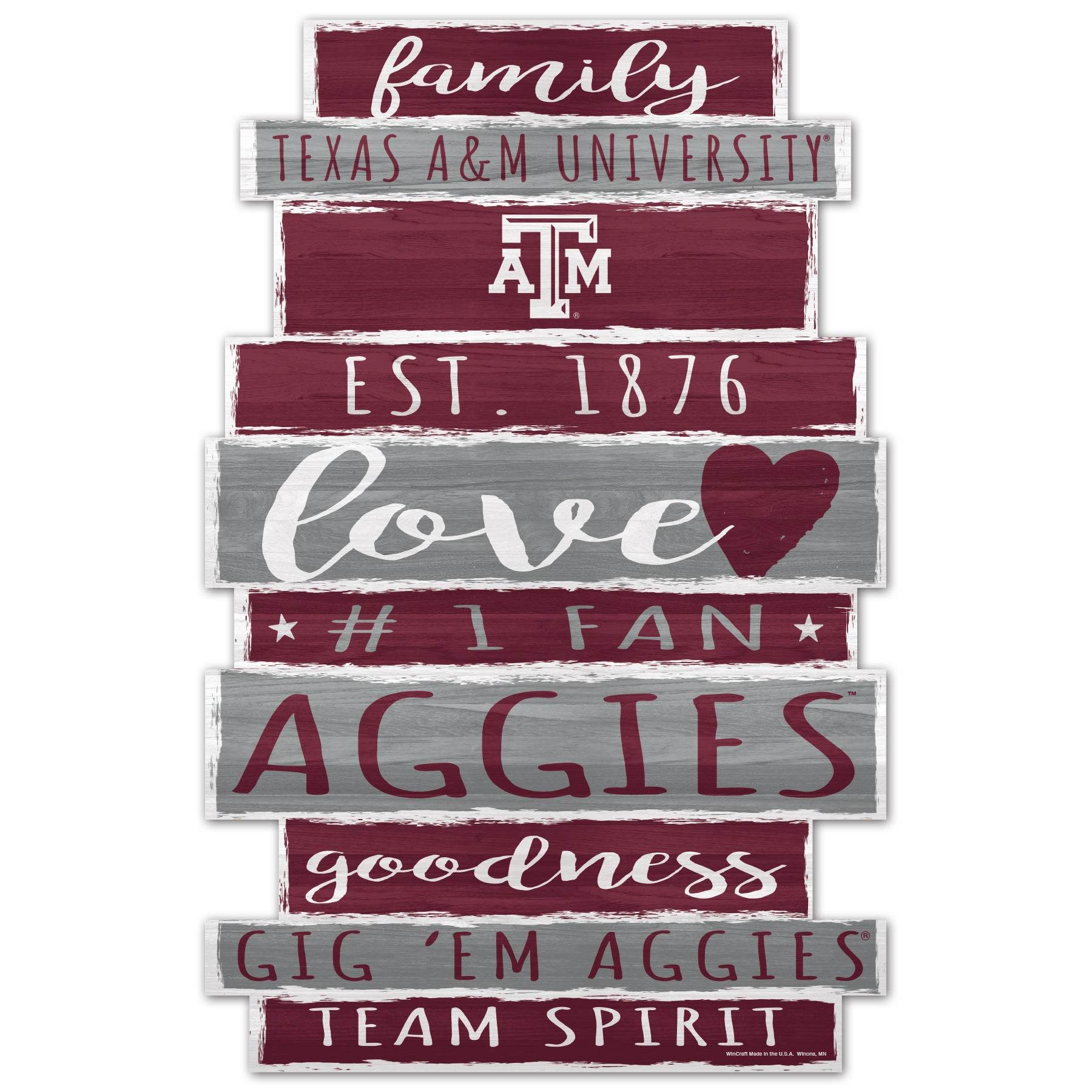 Texas A M Aggies 11x17 Wood Family Word Sign Decor - ToylandEU