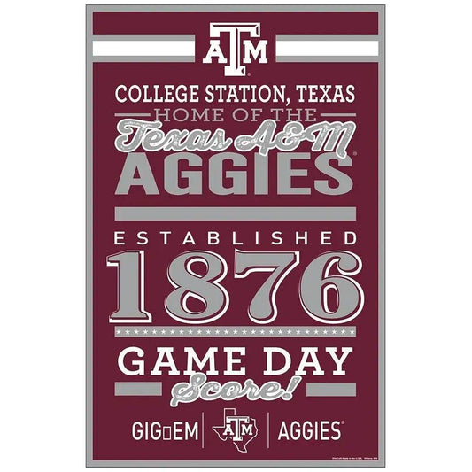  Texas A M Aggies 11x17 Wood Sign Established Date Wincraft -  ToylandEU™