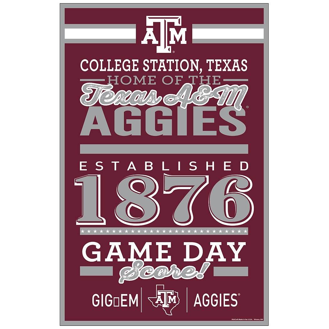 Texas A M Aggies 11x17 Wood Sign Established Date Wincraft - ToylandEU