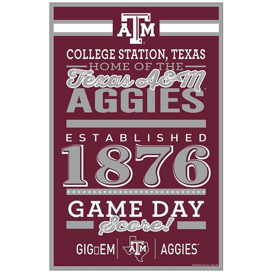 Texas A M Aggies 11x17 Wood Sign Established Date Wincraft - ToylandEU