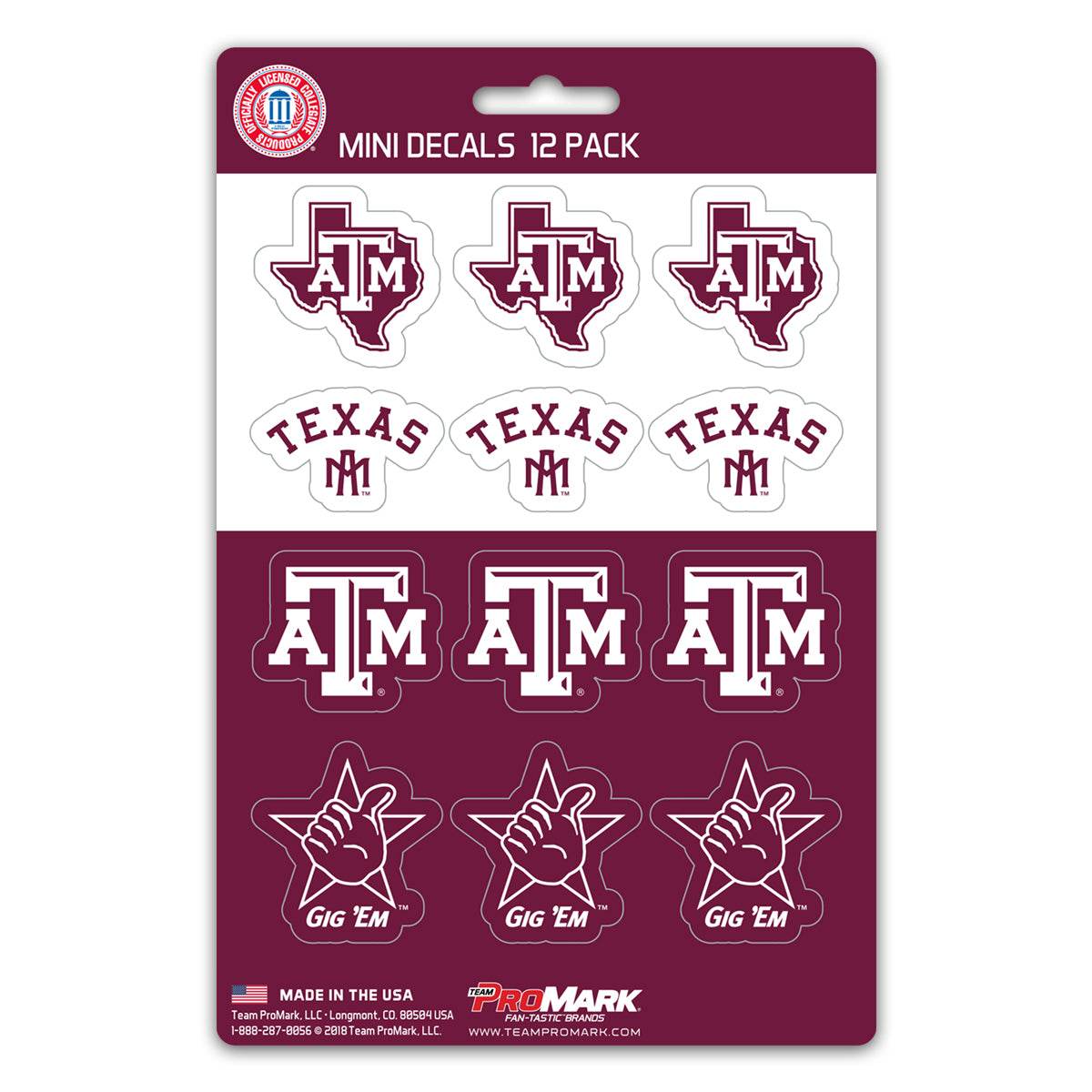 Texas A M Aggies Decal Set Mini 12 Pack Special Order - ToylandEU