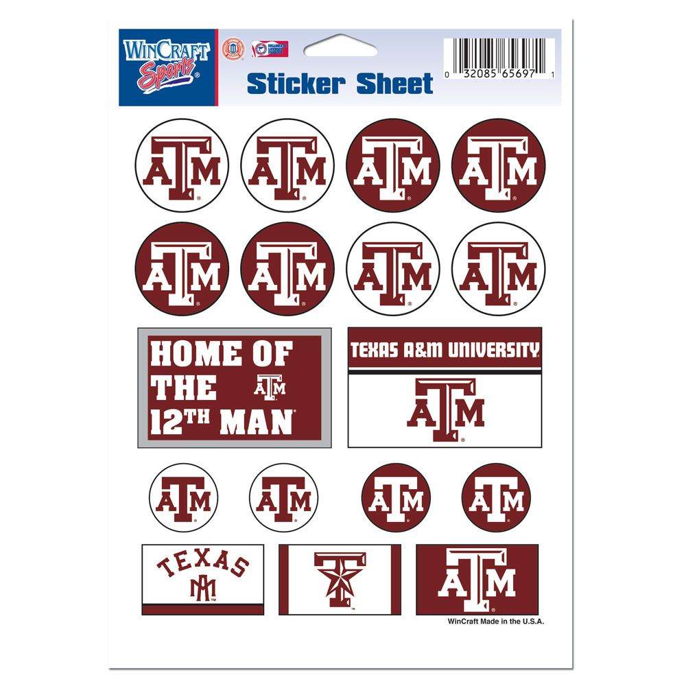 Texas A M Aggies Decal Sheet 5x7 Vinyl For Cars Windows - ToylandEU