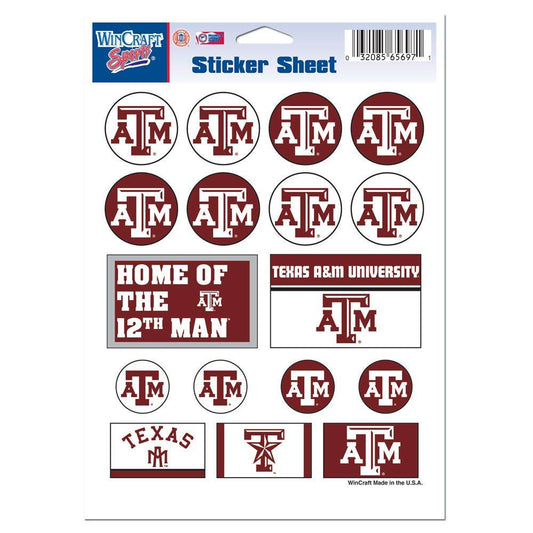 Texas A M Aggies Decal Sheet 5x7 Vinyl For Cars Windows - ToylandEU