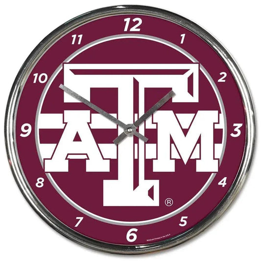  Texas A M Aggies Round Chrome Wall Clock Retro Classic -  ToylandEU™
